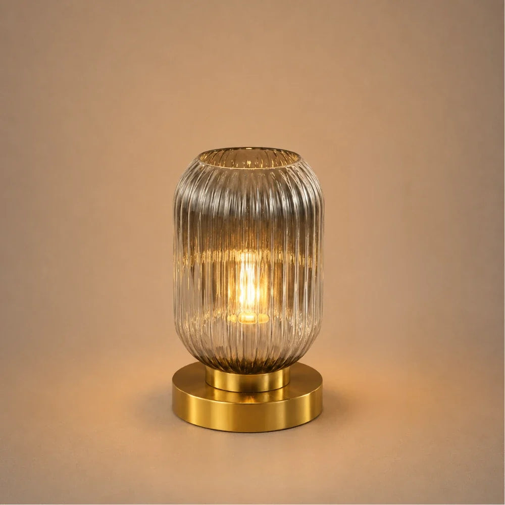 Lampe à poser verre & laiton | Yrsa