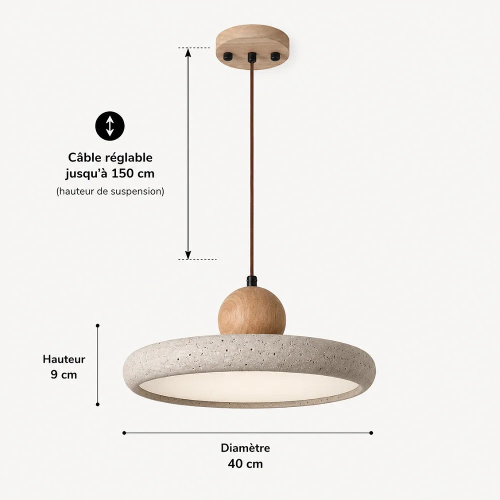 Suspension travertin & bois scandinave | Lyng