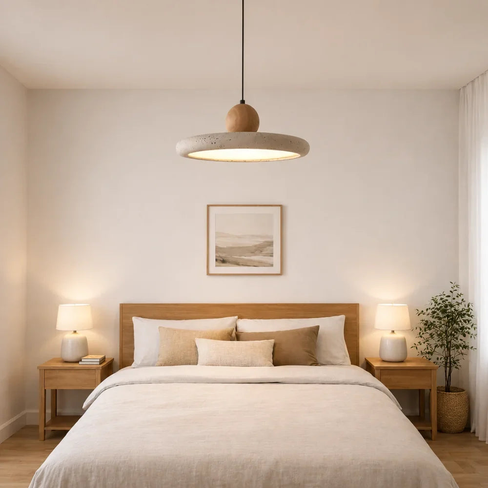 Suspension travertin & bois scandinave | Lyng
