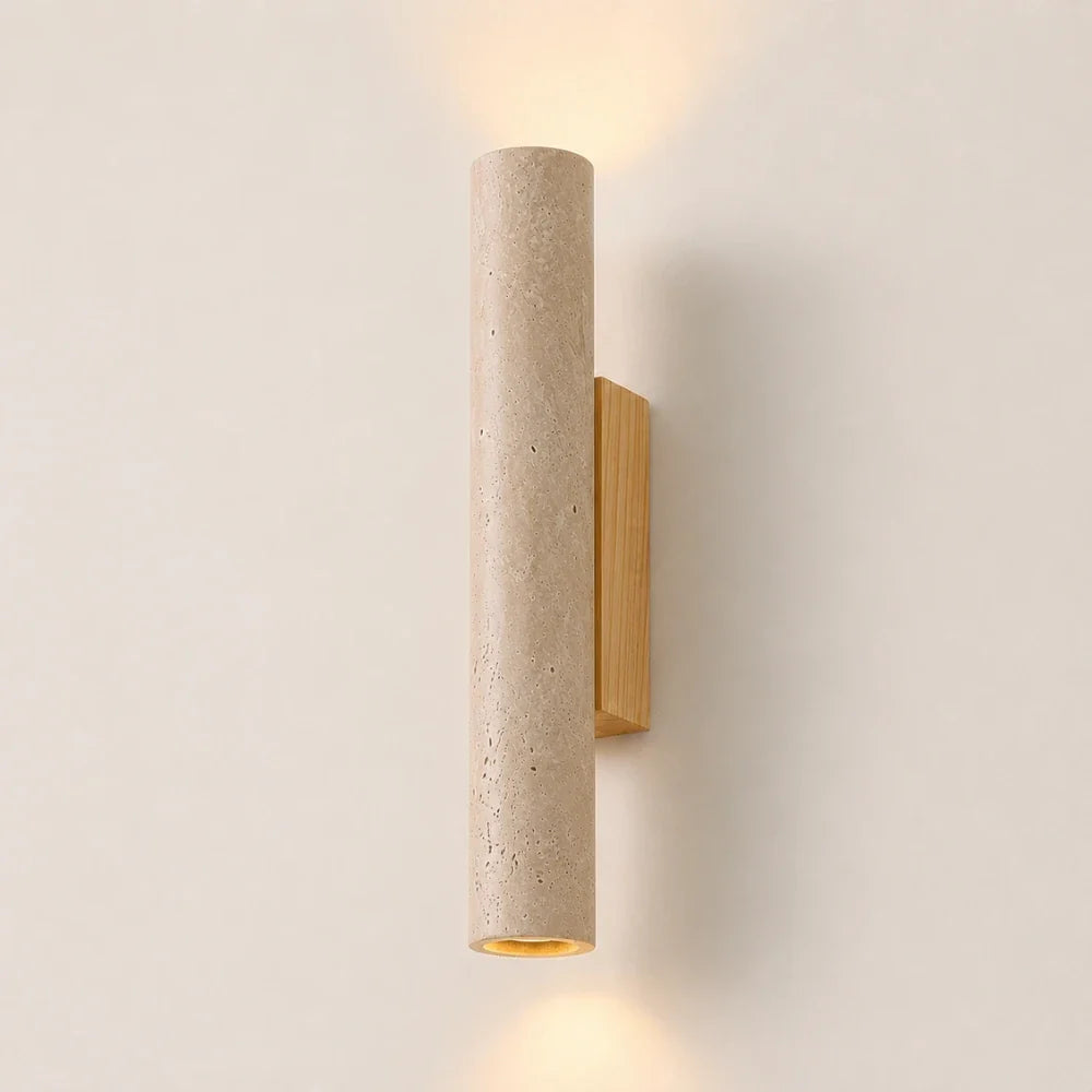 Applique murale travertin & bois | Mysen