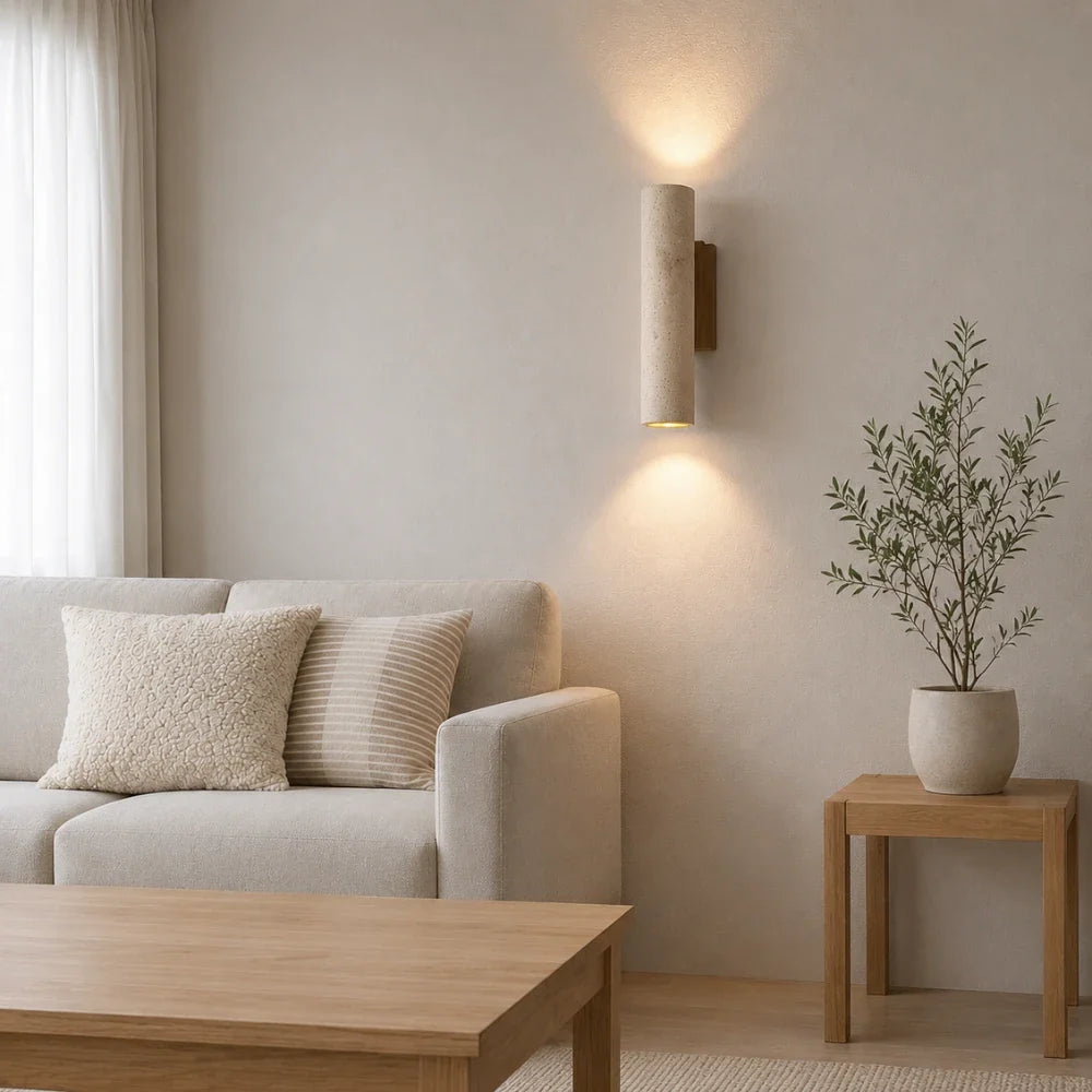 Applique murale travertin & bois | Mysen