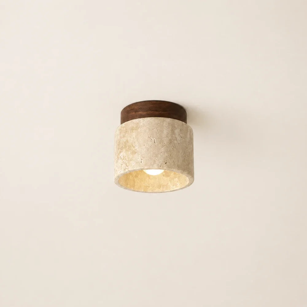 Plafonnier travertin & bois scandinave | Noor