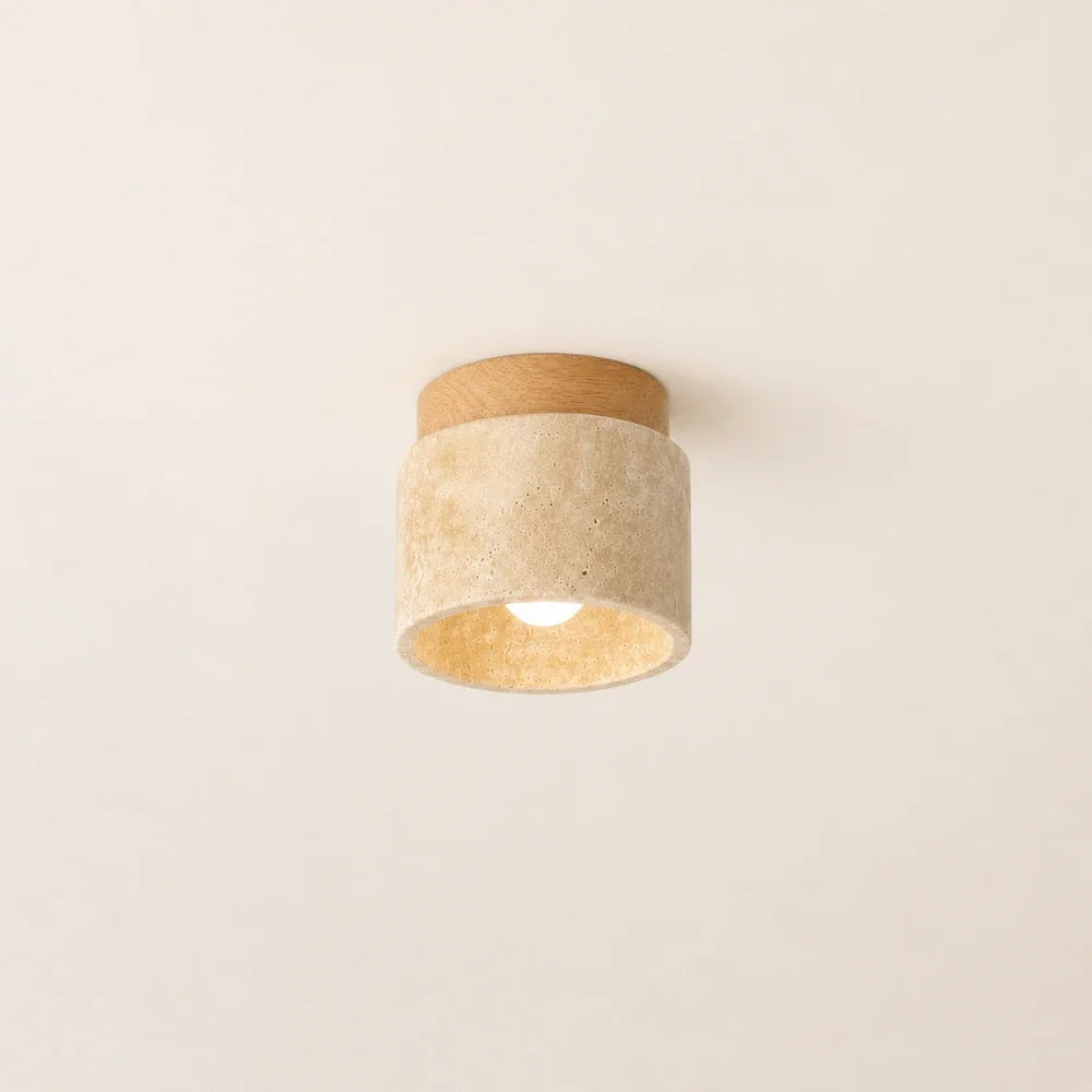 Plafonnier travertin & bois scandinave | Noor