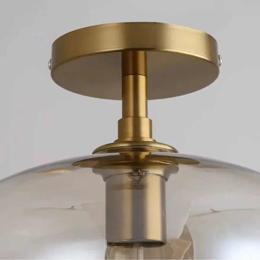 Plafonnier design en verre & métal doré | Luno