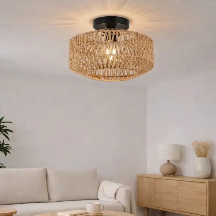 Plafonnier rotin & chanvre naturel | Tova
