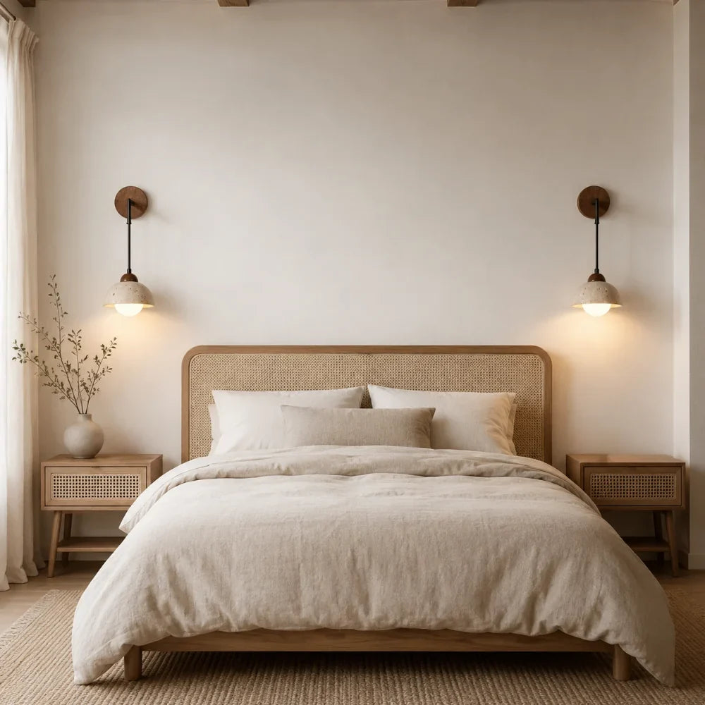 Applique murale moderne en travertin & bois | Porva
