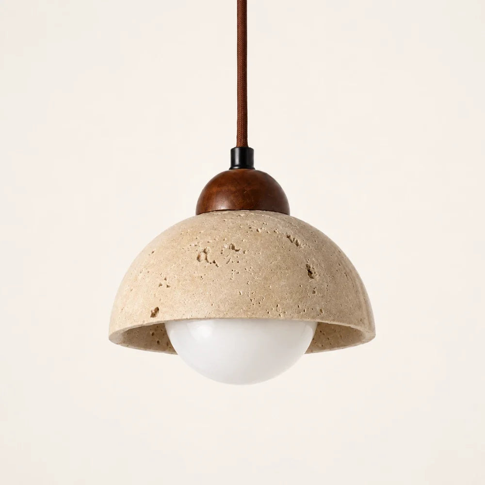 Suspension en travertin & bois design nordique | Porvoo