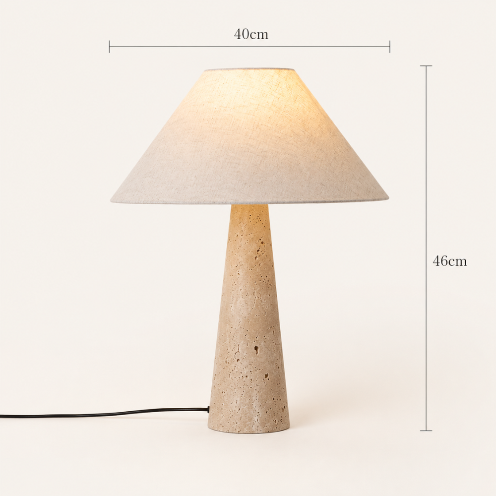 Lampe à poser travertin & tissu | Sila