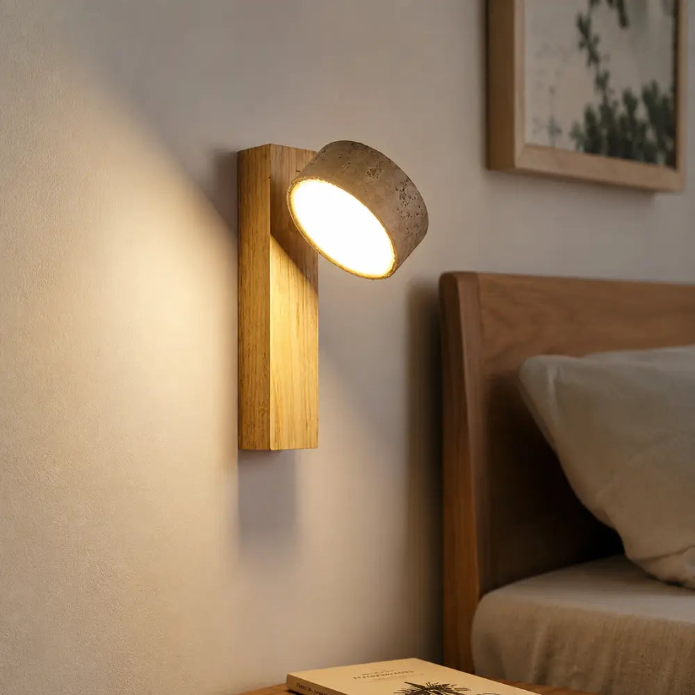 Applique murale bois & travertin | Solberg