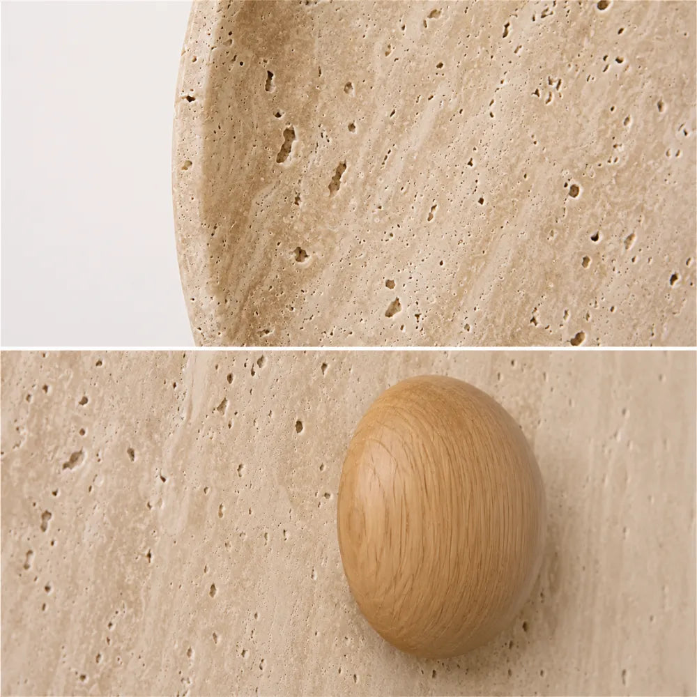 Applique murale LED travertin & bois | Stona