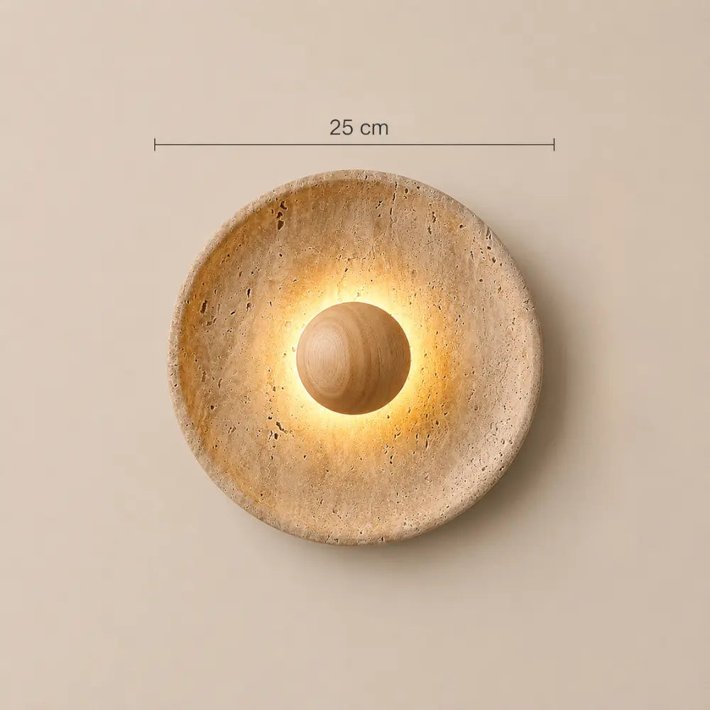 Applique murale LED travertin & bois | Stona