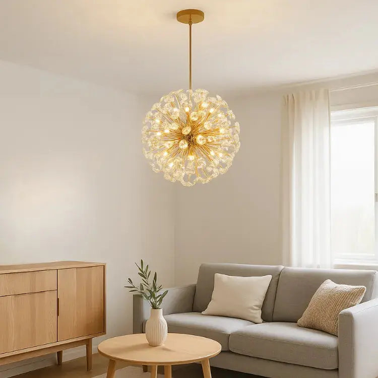 Suspension cristal & métal doré | Signe