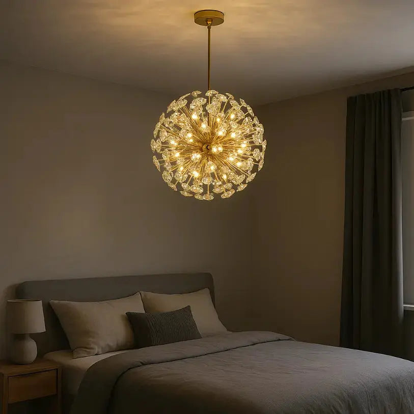 Suspension cristal & métal doré | Signe