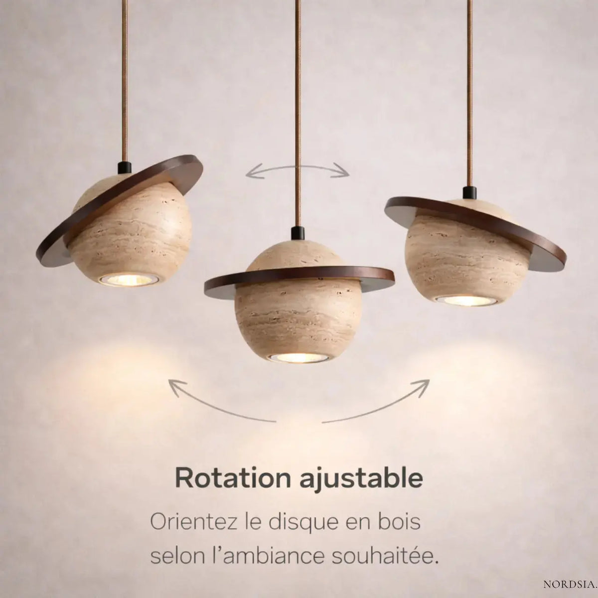 Suspension travertin & bois | Svala