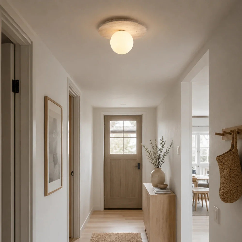 Plafonnier travertin & bois design | Tärna