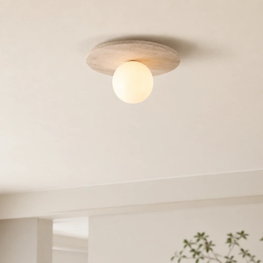 Plafonnier travertin & bois design | Tärna
