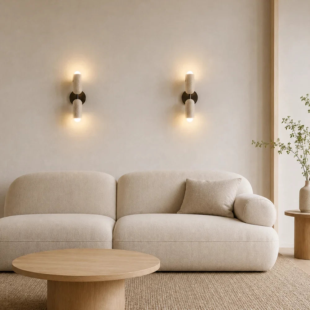 Applique murale travertin & bois | Velin