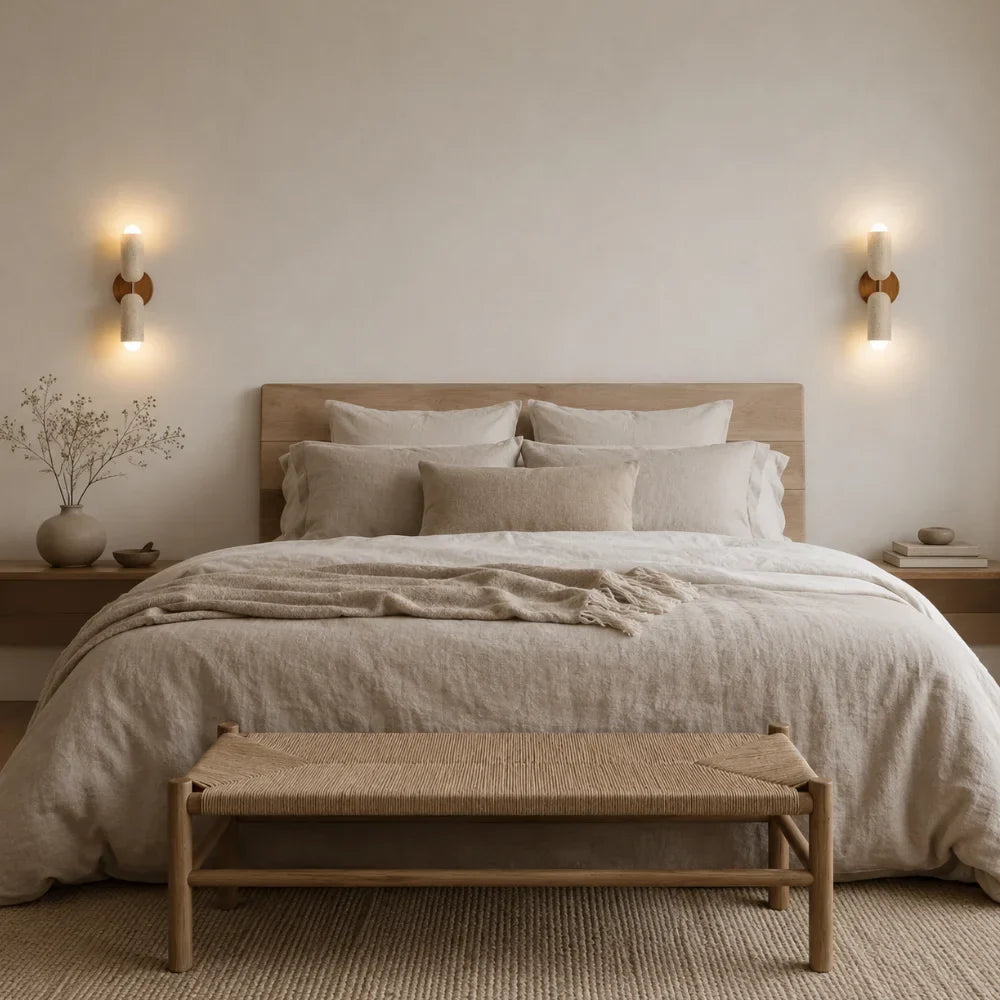 Applique murale travertin & bois | Velin